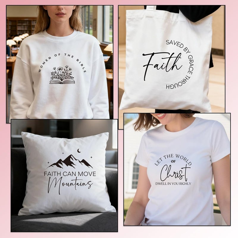 Shejdgart Dtf Transfers Ready to Press - 35 Pcs Bible Verse Christian Inspirational Iron on Patches for T-Shirts, Religious Iron on Stickers Heat Transfer Vinyl Decals for DIY Fabric Clothes Decor - Image 5